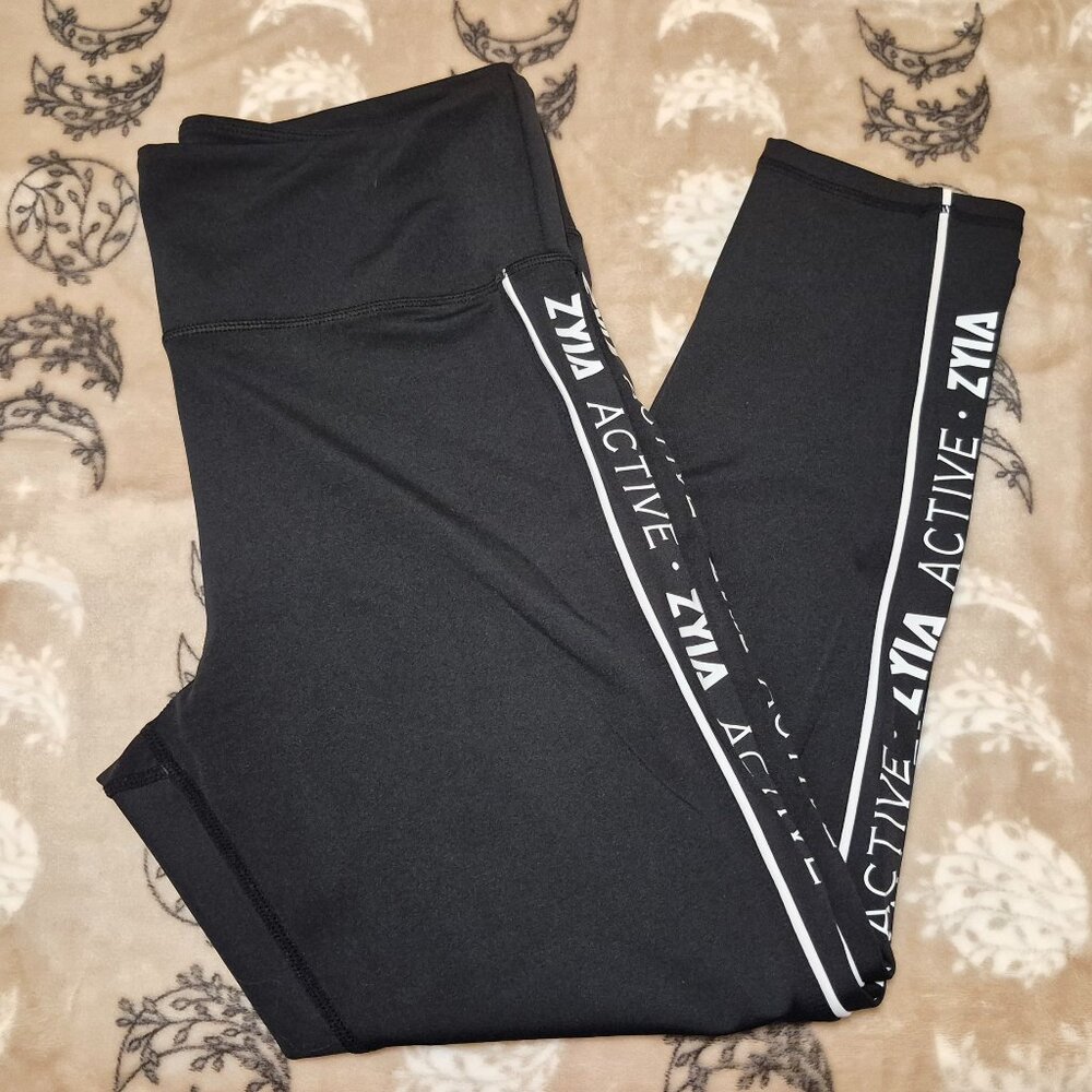 Zyia Logo Active Women's Sleek Black Leggings